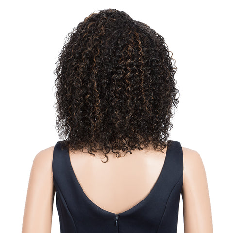 Image of Rebecca Fashion Human Hair Lace Front Wigs 5 inch Side Lace Part Wigs 12 inch Curly Wavy Wig for Black Women Natural Color