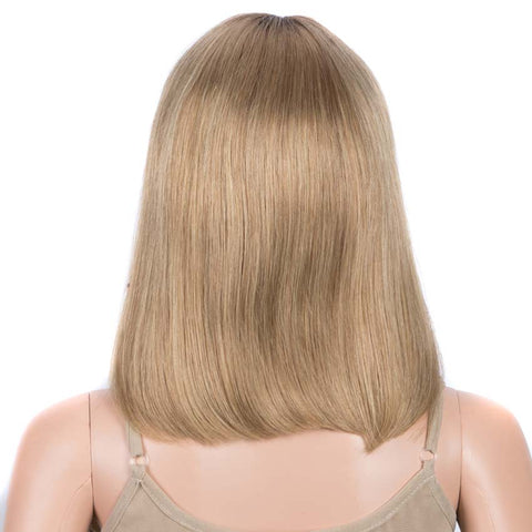 Image of Rebecca Fashion Brown Blonde Highlights Bob Wig 12 Inch Part Lace Human Hair Wig