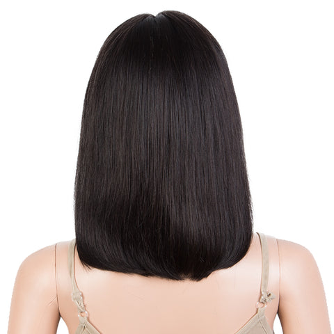 Image of Rebecca Fashion Human Hair Lace Front Wigs 12 Inch Bob Wig Human Hair Middle Part Lace Wig Black Color