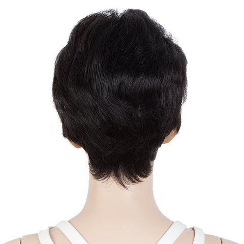 Image of Rebecca Fashion Human Hair Pixie Cut Wigs Pixie Bob Wig with Hand-tied Hairline Natural Color