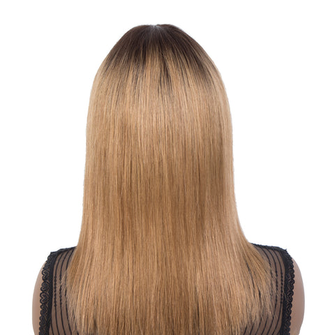 Image of Rebecca Fashion Human Hair Wigs With Bangs For Women Non-lace Wig Ombre Honey Blonde Color
