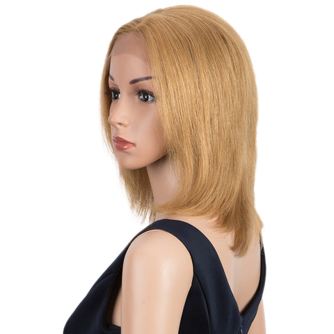 Image of Rebecca Fashion Remy Human Hair Wigs 13x2 Lace Frontal Wigs Straight Hair Bob Wig 150% Density Blonde Color