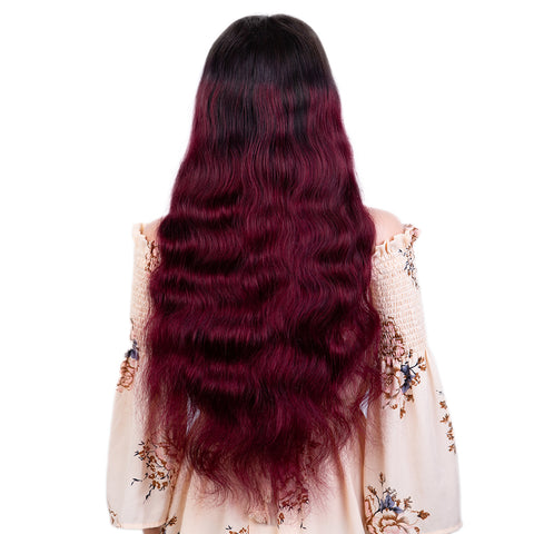Image of Rebecca Fashion 100% Hight-quality Virgin Human Hair Wigs 4x4 Lace Closure Wigs Body Wave Hair Wig 150% Density Wine Red Color