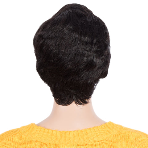 Image of Rebecca Fashion Human Hair Pixie Cut Wigs 6 inch Side Lace Part Wigs Pixie Bob Wig for Black Women Natural Color