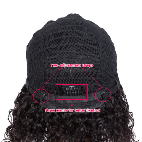 Image of Rebecca Fashion Short Curly Wigs with Curly Bangs Kinky Curly Wigs for Black Women 14 Inch Remy Brown Wig