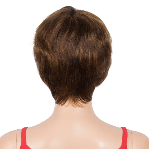 Image of Rebecca Fashion Human Hair Wigs 9 Inch Short Curly Pixie Wigs With Bangs 3 Colors