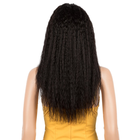 Image of Rebecca Fashion Remy Human Hair Headband Wig Kinky Straight Headwrap Wigs 150% Density Natural Color