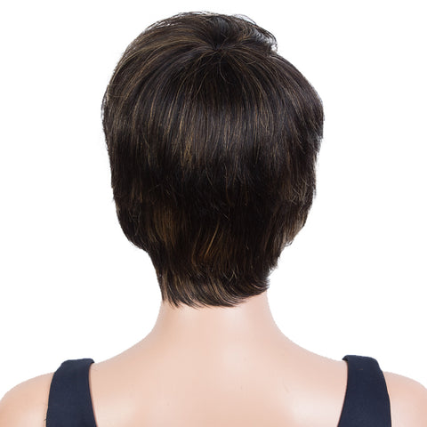 Image of Rebecca Fashion Human Hair Wigs 9 Inch Short Curly Pixie Wig With Bangs