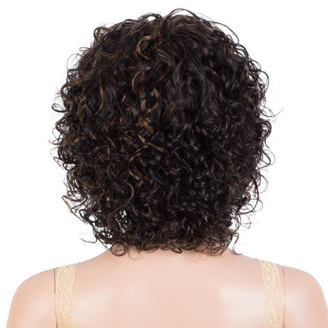 Image of Rebecca Fashion Short Bouncy Curly Wigs For Women Cute Human Hair Bob Wigs Black Colors