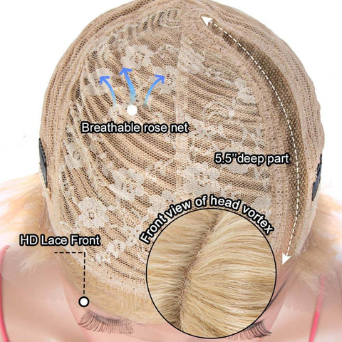 Image of Rebecca Fashion Blonde Pixie Cut Wigs HD Lace Front Wigs Human Hair Short Straight Boy Cut Wigs for Women