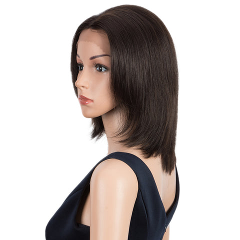 Image of Rebecca Fashion Remy Human Hair Wigs 13x2 Lace Frontal Wigs Straight Hair Bob Wig 150% Density Natural Color