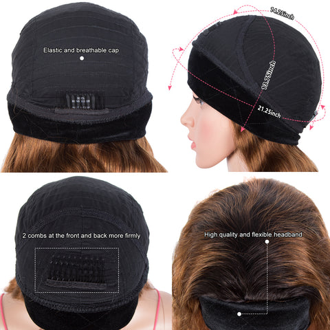 Image of Rebecca Fashion Headband Wigs Body Wave Human Hair Wigs Velvet Headband Attached Wigs For Black Women 130% Density