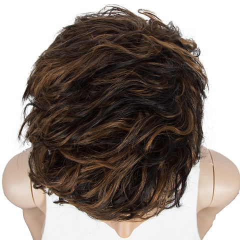Image of Rebecca Fashion Human Hair Wigs For Women Pixie Cut Wigs 9 Inch Curly Wig Brown Color