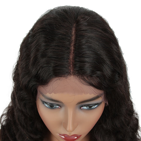 Image of Rebecca Fashion Human Hair Lace Front Wigs 5 inch Middle Lace Part Body Wave Wigs for Women Natural Color