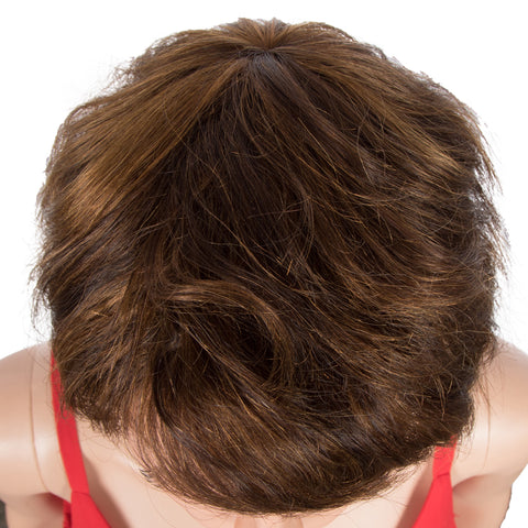 Image of Rebecca Fashion Human Hair Wigs 9 Inch Short Curly Pixie Wigs With Bangs 3 Colors