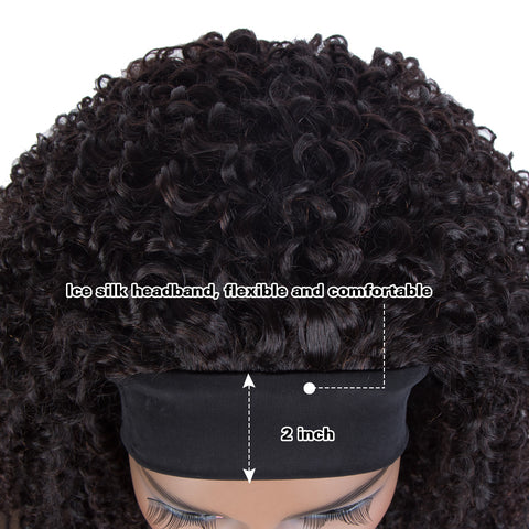 Image of Rebecca Fashion Remy Human Hair Headband Wig Kinky Curly Wigs 150% Density Natural Color