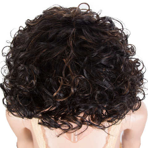 Image of Rebecca Fashion Short Bouncy Curly Wigs For Women Cute Human Hair Bob Wigs Black Colors