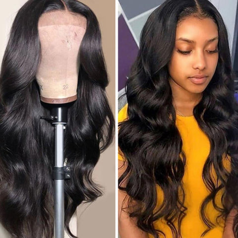 Image of Rebecca Fashion 360 Lace Frontal Wigs 100% Body Wave Human Hair Wigs For Black Women 150% Density Natural Black Color