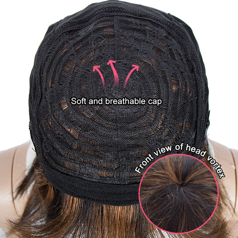 Image of Rebecca Fashion Straight Bob Wigs With Bangs Human Hair 10 inch Wigs