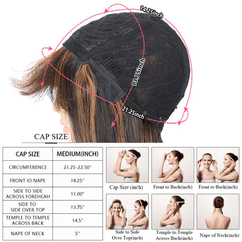 Image of Rebecca Fashion Straight Bob Wigs With Bangs Human Hair Ombre Colors