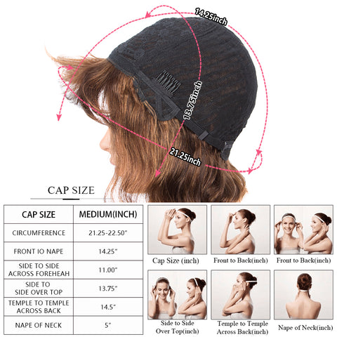 Image of Rebecca Fashion Short Body Wavy Human Hair Wigs With Bangs for Black Women Wavy Bob Wig Medium Brown Color