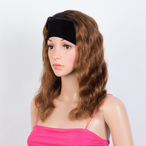 Image of Rebecca Fashion Headband Wigs Body Wave Human Hair Wigs Velvet Headband Attached Wigs For Black Women 130% Density