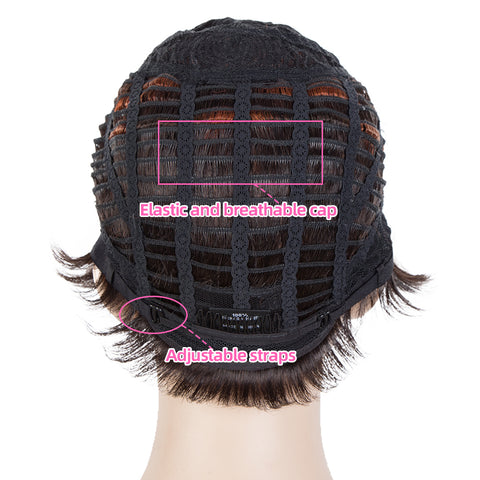 Image of Rebecca Fashion Human Hair Pixie Cut Wigs Pixie Bob Wig with Hand-tied Hairline Ombre Brown Color