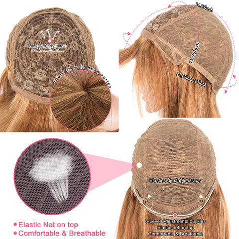 Image of Rebacca Fashion Ombre Color Straight Human Hair Wig With Bangs For Women Full Machine Made Wigs Human Hair