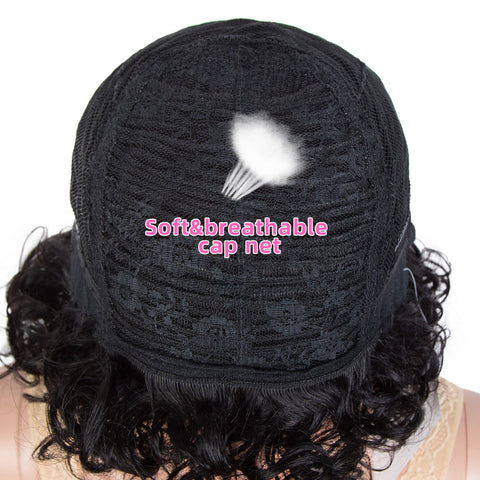 Image of Rebecca Fashion Short Bouncy Curly Wigs For Women Cute Human Hair Bob Wigs 4 Colors