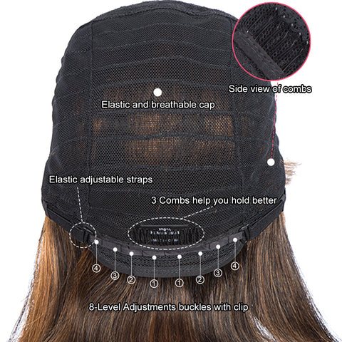 Image of Rebecca Fashion Straight Bob Wigs With Bangs Human Hair 10 inch Wigs