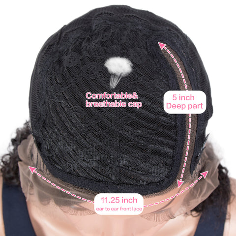 Image of Rebecca Fashion Human Hair Lace Front Wigs 5 inch Side Lace Part Wigs 14 inch Curly Wavy Wig for Black Women Natural Color