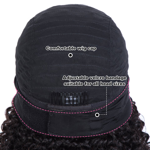 Image of Rebecca Fashion Remy Human Hair Headband Wig Kinky Straight Headwrap Wigs 150% Density Natural Color