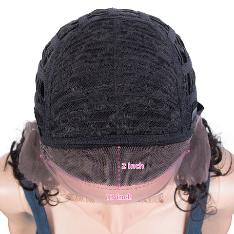 Image of Rebecca Fashion Remy Human Hair Wigs 13x2 Lace Frontal Wigs Short Curly Hair Wig 150% Density Natural Black Color