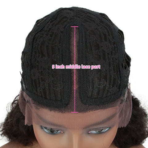 Image of Rebecca Fashion Human Hair Lace Front Wigs 5 inch Middle Lace Part Body Wave Wigs for Women Natural Color