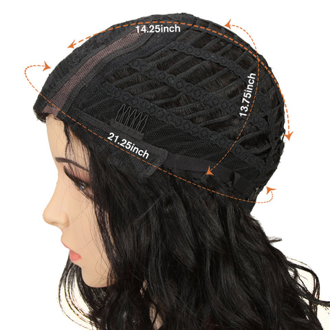 Image of Rebecca Fashion Human Hair Lace Front Wigs 4.5 inch Side LacePart Wigs 14 inch Water Wavy Wig for Black Women Brown Color