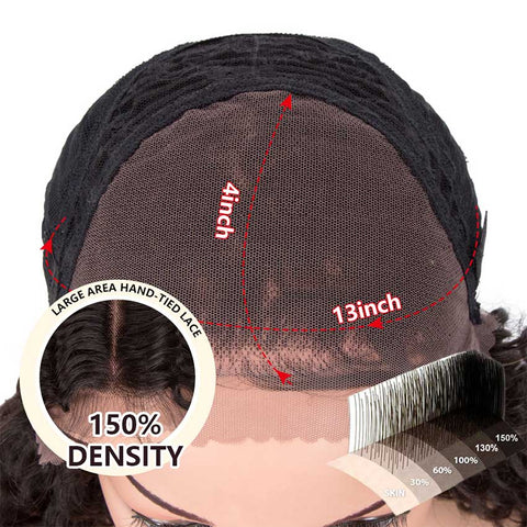 Image of Rebecca Fashion 13x4 Lace Front Wigs Human Hair Deep Wave Wigs 150% Density Natural Black Color