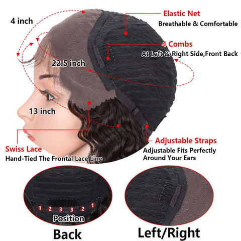 Image of Rebecca Fashion 13x4 Lace Front Wigs Human Hair Deep Wave Wigs 150% Density Natural Black Color