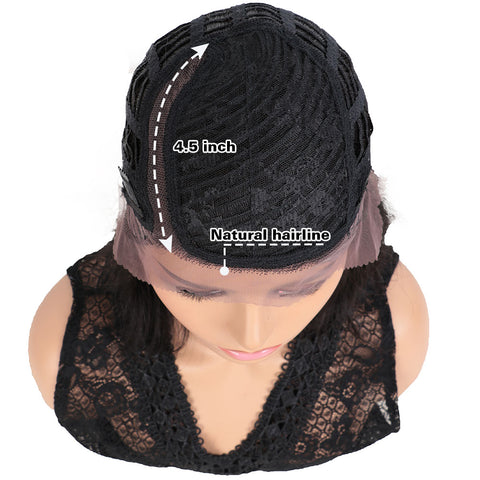 Image of Rebecca Fashion Human Hair Wigs with High Side Bangs 4.5 inch Lace Side Part Wig for Women Ombre Wine Red Color Wigs