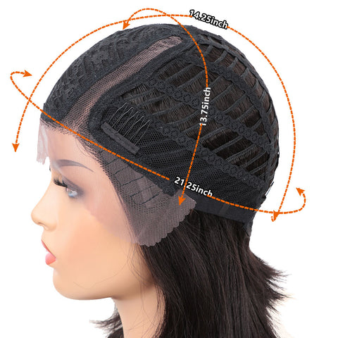 Image of Rebecca Fashion Human Hair Wigs with High Side Bangs 4.5 inch Lace Side Part Wig for Women Ombre Wine Red Color Wigs