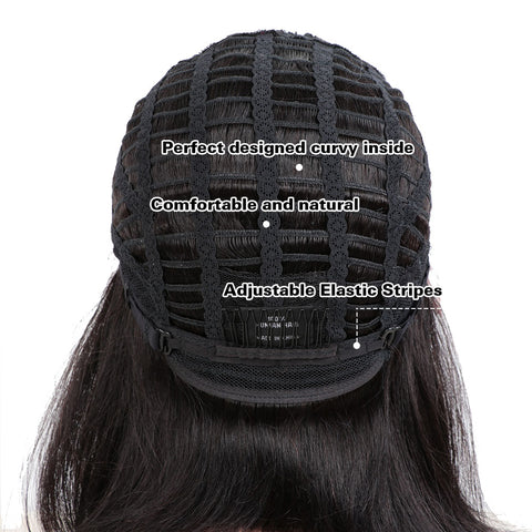 Image of Rebecca Fashion Human Hair Wigs with High Side Bangs 4.5 inch Lace Side Part Wig for Women Ombre Wine Red Color Wigs