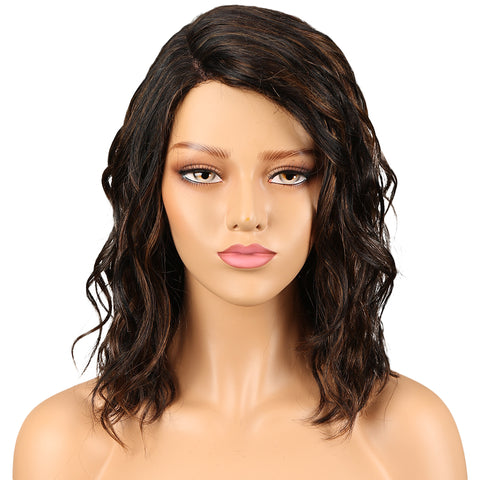 Image of Rebecca Fashion Human Hair Lace Front Wigs 4.5 inch Side LacePart Wigs 14 inch Water Wavy Wig for Black Women Piano Color