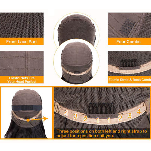 Image of Rebecca Fashion 360 Lace Frontal Wigs 100% Straight Human Hair Wigs For Black Women 130% Density Natural Black Color