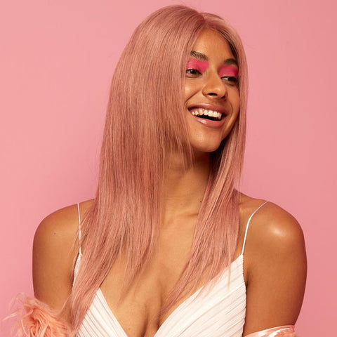 Image of Rebecca Fashion 4*4 Lace Closure Pink Straight Hair Wig 150% Density Colored Wigs