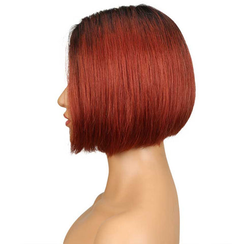 Image of Rebecca Fashion Straight Bob Wig With Middle Part 10 Inch Ombre Color Lace Wigs