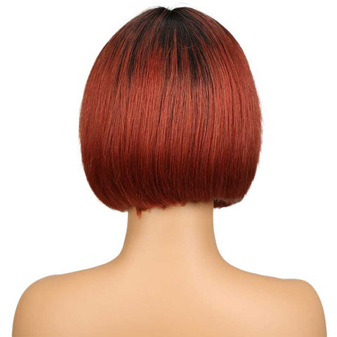 Image of Rebecca Fashion Straight Bob Wig With Middle Part 10 Inch Ombre Color Lace Wigs