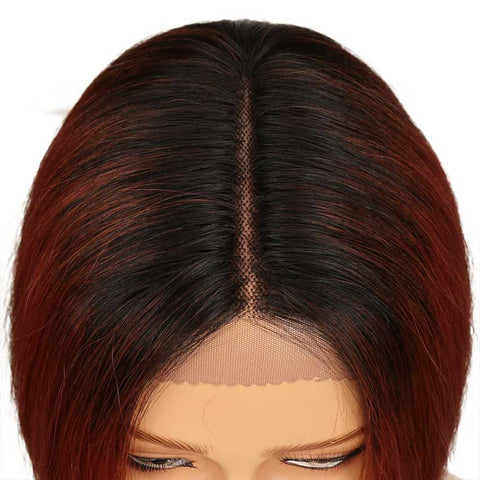 Image of Rebecca Fashion Straight Bob Wig With Middle Part 10 Inch Ombre Color Lace Wigs