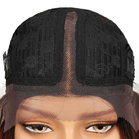 Image of Rebecca Fashion Straight Bob Wig With Middle Part 10 Inch Ombre Color Lace Wigs