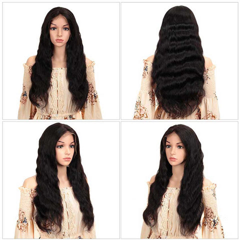 Image of Rebecca Fashion 13x4 Lace Front Wigs Body Wave Human Hair 150% Density Natural Black Color