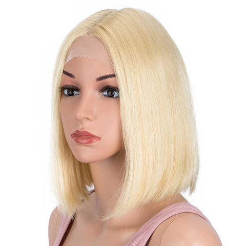 Image of Rebecca Fashion Straight Lace Part Short Bob Wig 130% Density 10 Inch 100% Human Hair Wigs