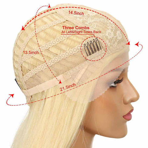 Image of Rebecca Fashion #613 Blonde Bob Wigs 100% Hight-quality Human Hair Lace Front Wigs 10 Inches 150% Density